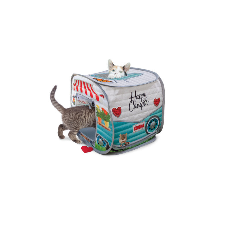 Casa plegable para gatos con diseño de caravana
