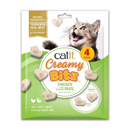 Catit Creamy Bitz Pollo con Pato para gatos snack blando y cremoso en bolsitas individuales