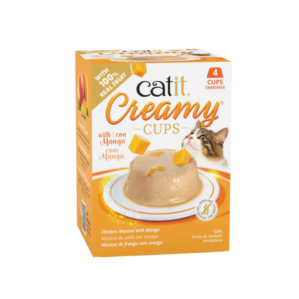 Catit Creamy Cups de pollo con mango, snack natural para gatos