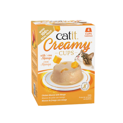Catit Creamy Cups de pollo con mango, snack natural para gatos