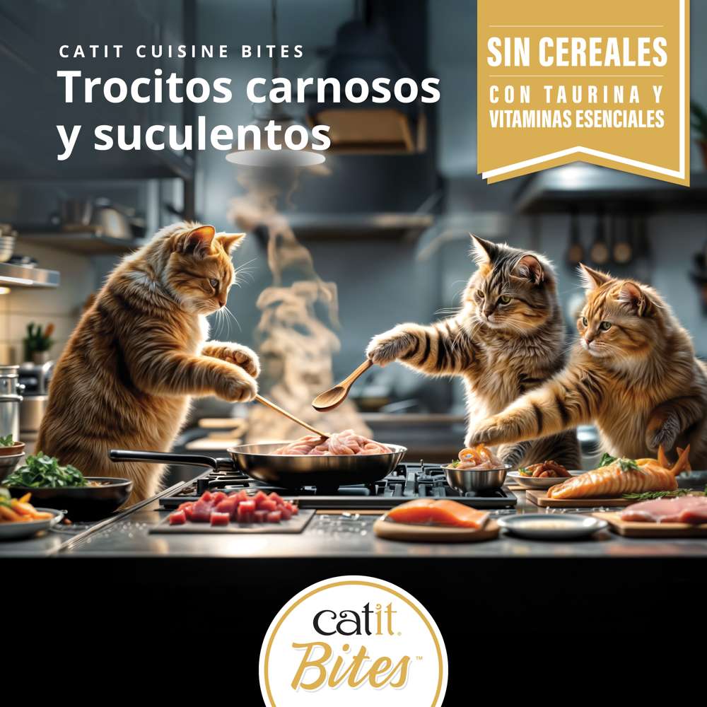 Catit Cuisine Bites alimento húmedo completo con alta humedad para gatos