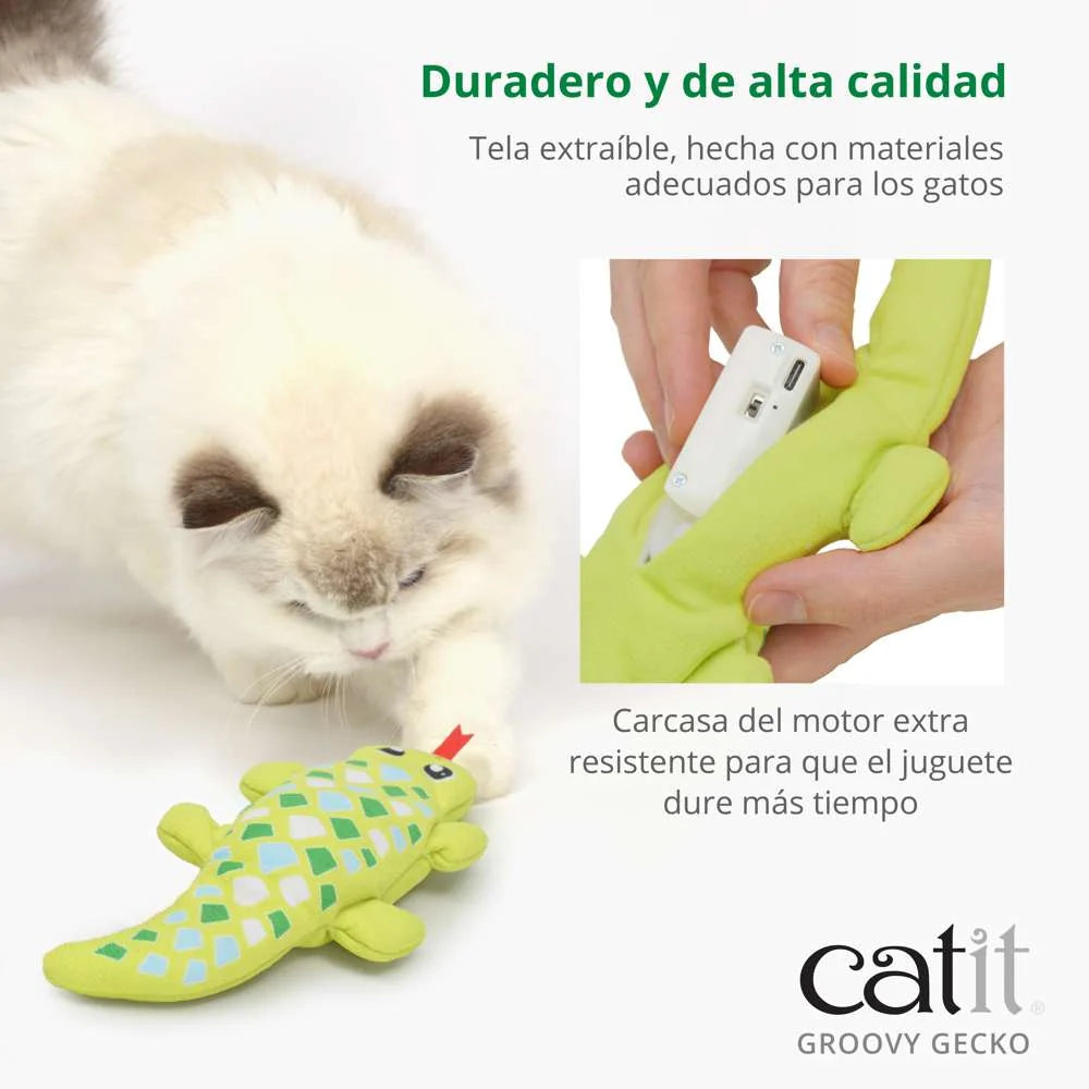 Catit Groovy Gecko con batería recargable por USB.