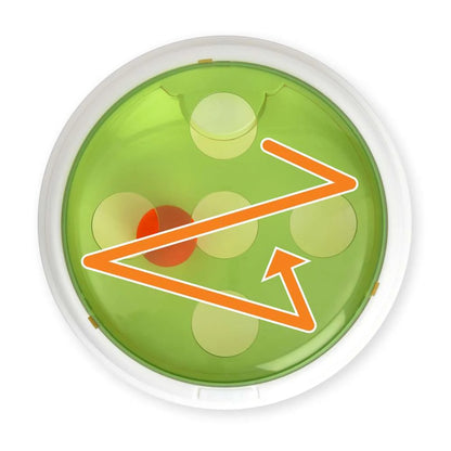 Catit Senses 2.0 Bouncy Ball Dome visto desde arriba con la pelota junto a una abertura