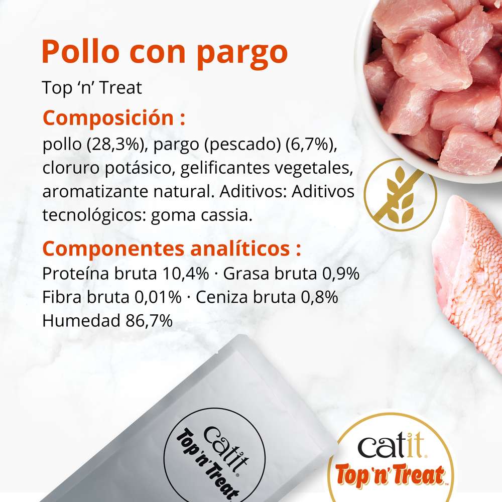 Catit Top N Treat Pollo con Pargo en gelatina para gatos