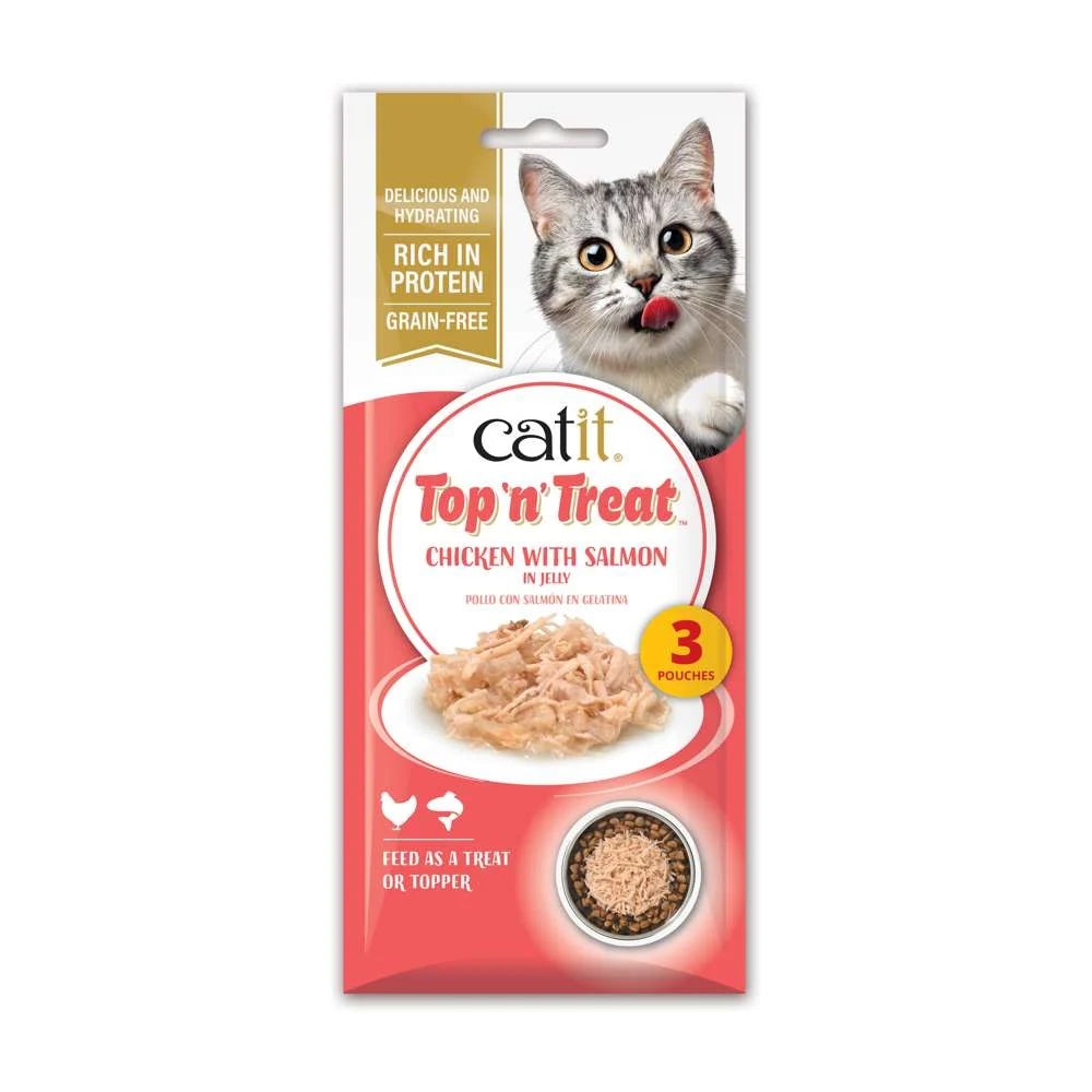 Catit Top N Treat Pollo con Salmón 3x60g snack húmedo para gatos