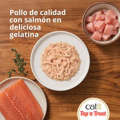 Catit Top N Treat Pollo con Salmón en gelatina para gatos