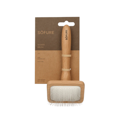 Cepillo carda de madera de haya natural para perros y gatos