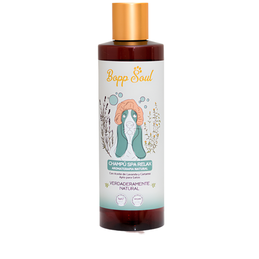 Champú ecológico relajante Bopp Soul para perros y gatos con cártamo, lavanda y bergamota