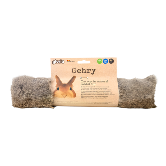 Cojín grande Gloria Gehry para gatos hecho con piel natural de conejo
