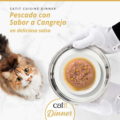 Comida húmeda completa para gatos Catit Dinner sabor cangrejo