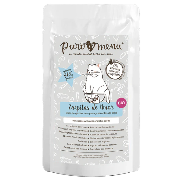 Comida húmeda ecológica para gatos Puro Menú BIO sabor ganso en sobre de 100g