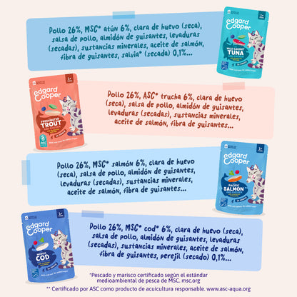 Comida húmeda natural de pescado para gatos