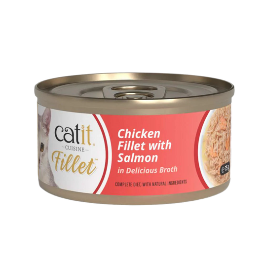 Comida húmeda para gatos Catit Cuisine Fillet pollo con salmón en caldo