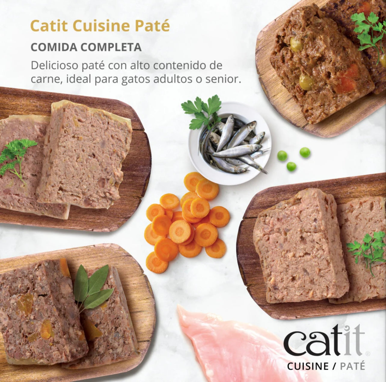 Comida húmeda para gatos tipo paté con carne de vacuno y verduras