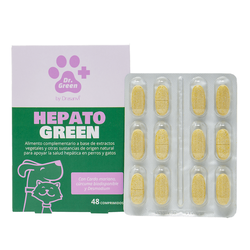 Complemento hepático HepatoGreen en comprimidos con cardo mariano para perros y gatos