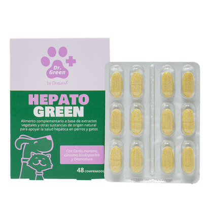 Complemento hepático HepatoGreen en comprimidos con cardo mariano para perros y gatos