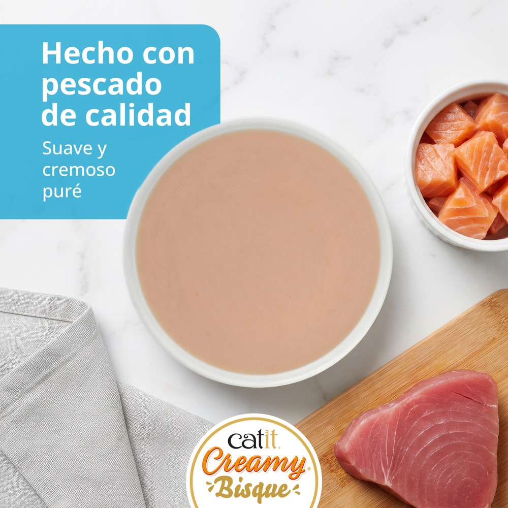 Composición y componentes analíticos de Catit Creamy Bisque Atún y Salmón