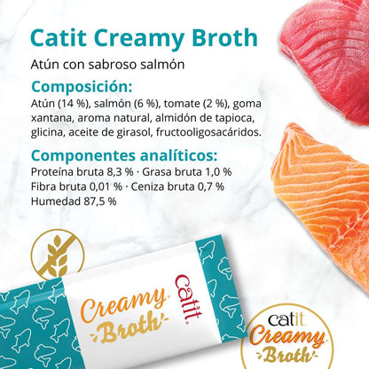 Composición y componentes analíticos de Catit Creamy Broth Atún y Salmón