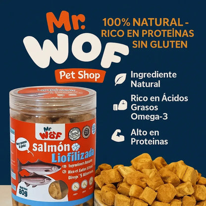 Cubos de salmón freeze dried snack natural mascotas