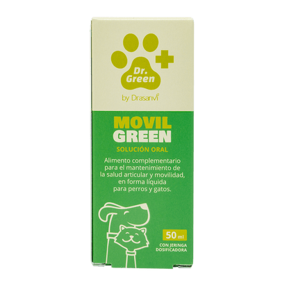 Detalle Movilgreen solución oral Dr. Green para la movilidad y salud de las articulaciones en mascotas