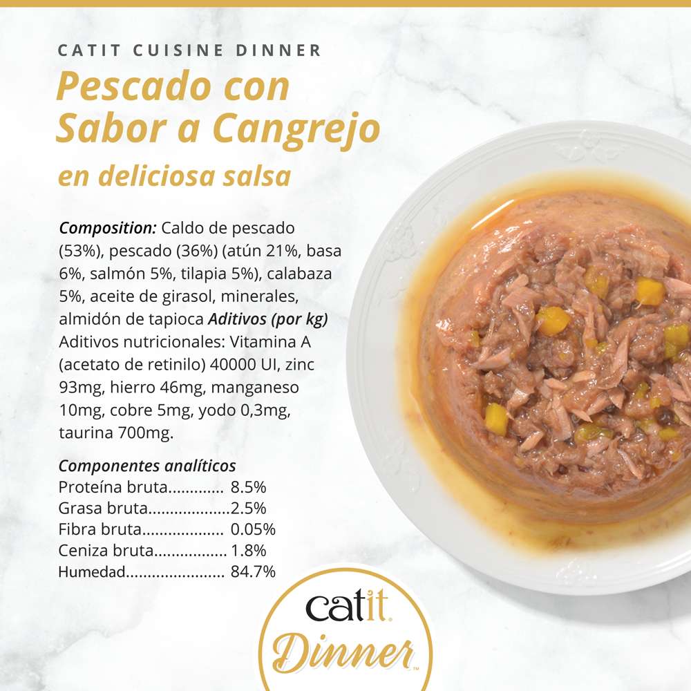 Detalle de la textura de doble capa de Catit Cuisine Dinner pescado