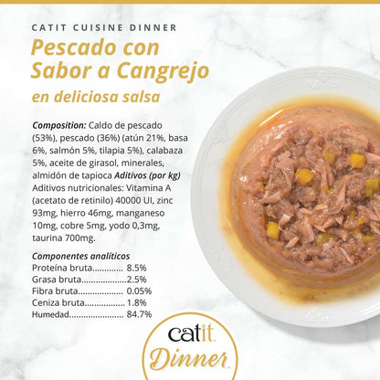 Detalle de la textura de doble capa de Catit Cuisine Dinner pescado