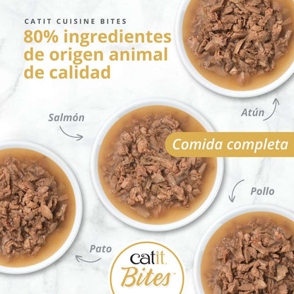 Detalle de textura carnosa y jugosa de Catit Cuisine Bites para gatos