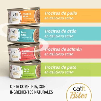 Detalle de textura carnosa y jugosa de Catit Cuisine Bites para gatos
