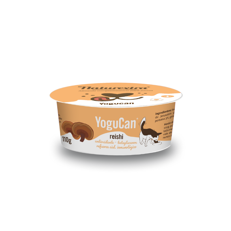 Detalle del yogur funcional Yogucan Reishi para perros y gatos