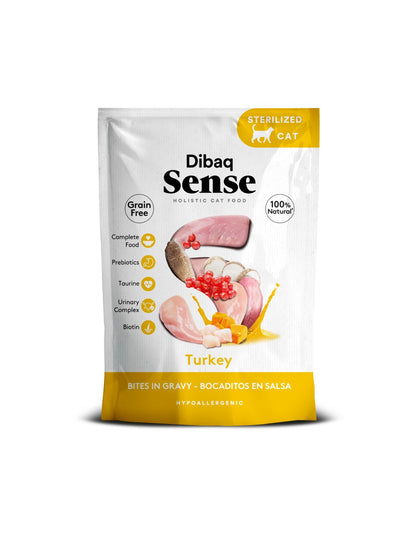 Dibaq Sense bocaditos en salsa de pavo para gatos esterilizados 85 g