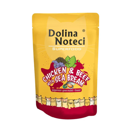 Dolina Noteci Superfood gato pollo y vacuno comida húmeda 85g