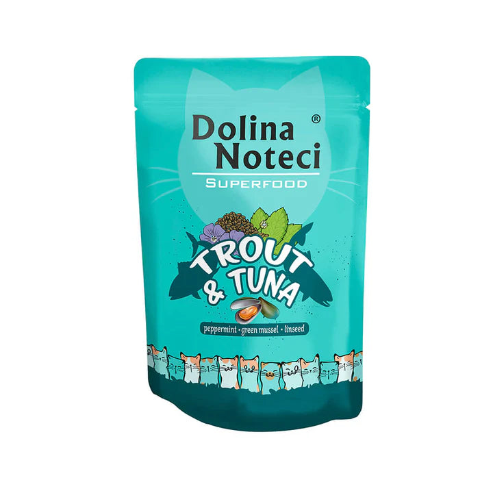 Dolina Noteci Superfood gato trucha y atún comida húmeda 85g