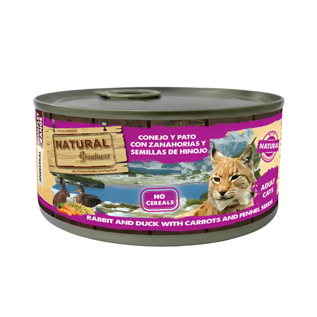 Natural Greatness | Conejo y Pato con Zanahoria e Hinojo para Gatos (185g)