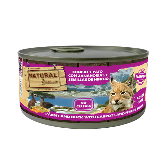 Natural Greatness | Conejo y Pato con Zanahoria e Hinojo para Gatos (185g)