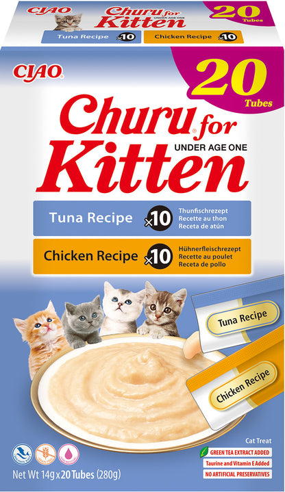 Inaba |🍼 CIAO Churu for Kitten – Pack 20 Tubos (Atún & Pollo)