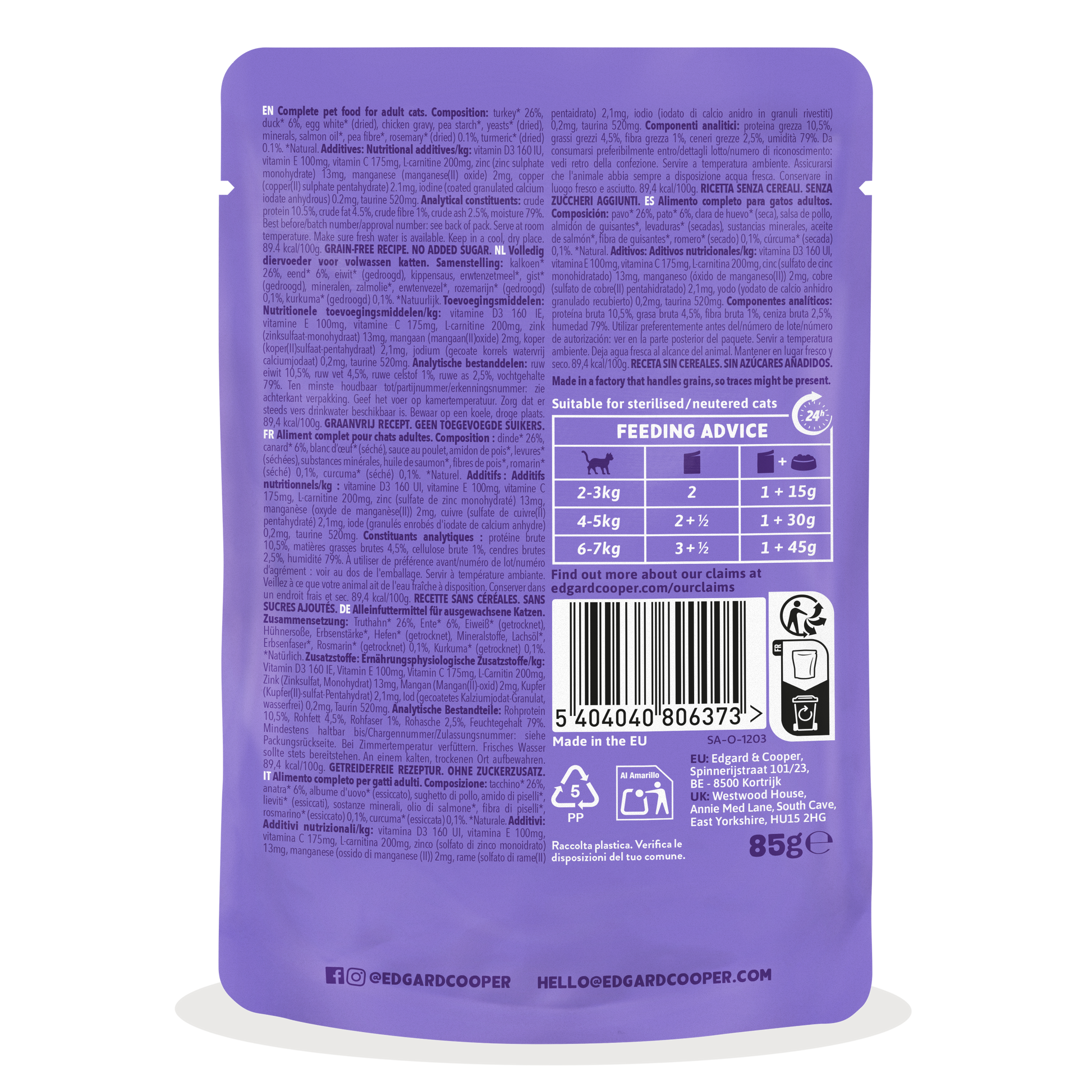 Edgar & Cooper pato y pavo en salsa 85 g