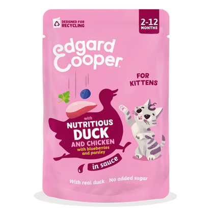 Edgard & Cooper Kitten Pato y Pollo en Salsa 85g comida húmeda para gatitos