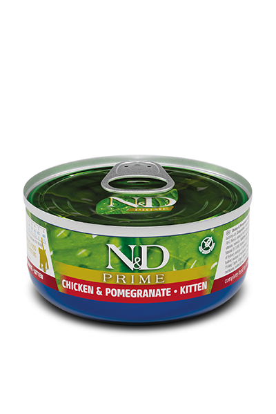 Farmina N&D Prime Kitten Pollo y Granada 80g comida húmeda completa sin cereales para gatitos en crecimiento