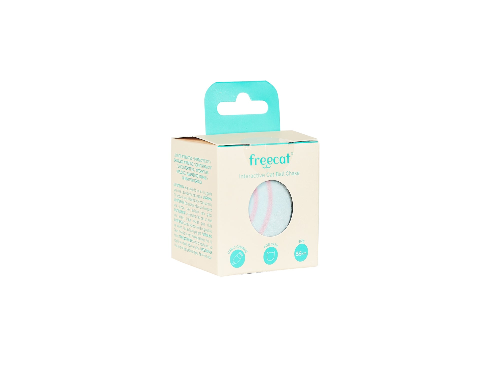 Freecat Chase pelota interactiva para gatos con caja