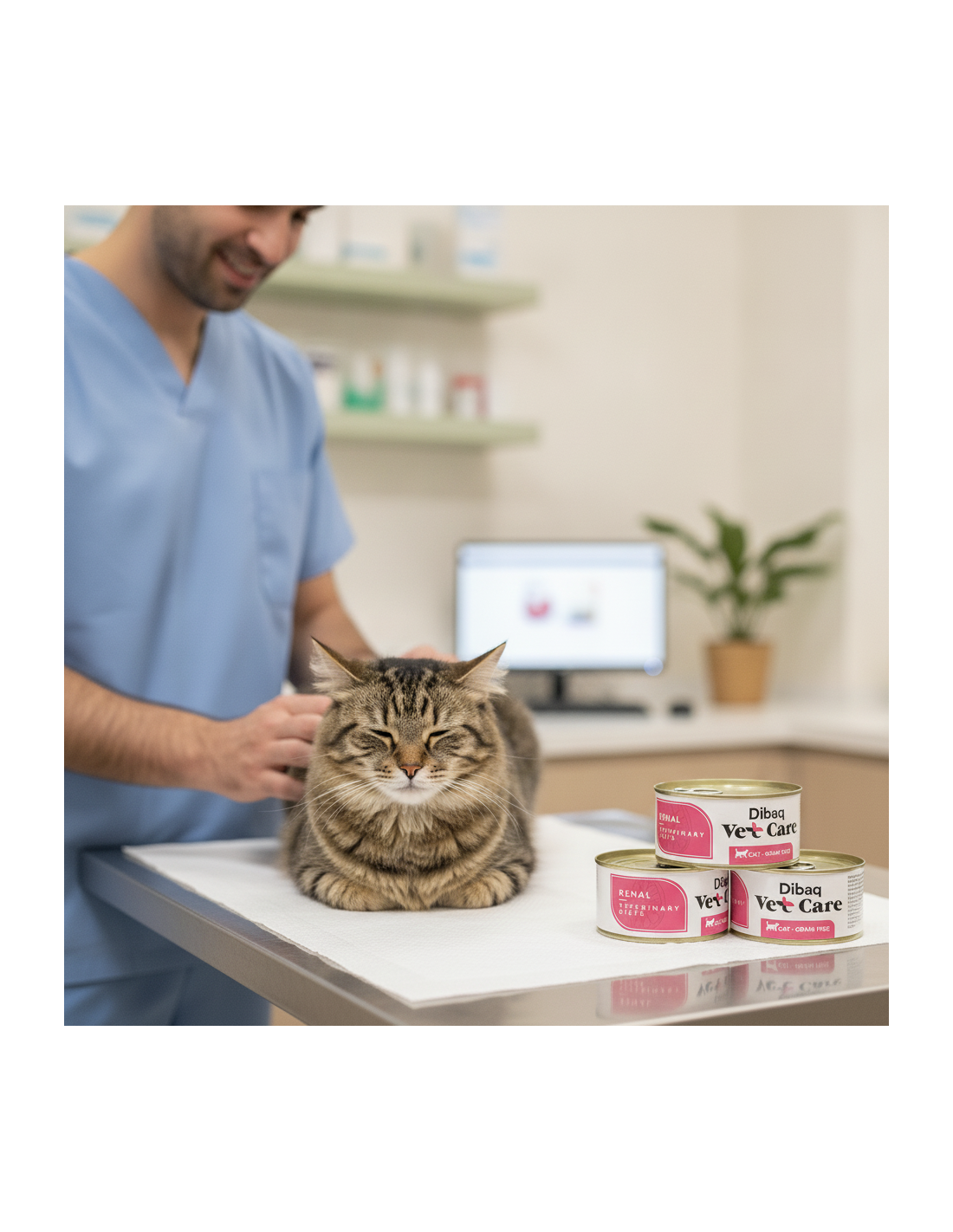 Gato con Dibaq Vet Care Renal alimentación húmeda renal