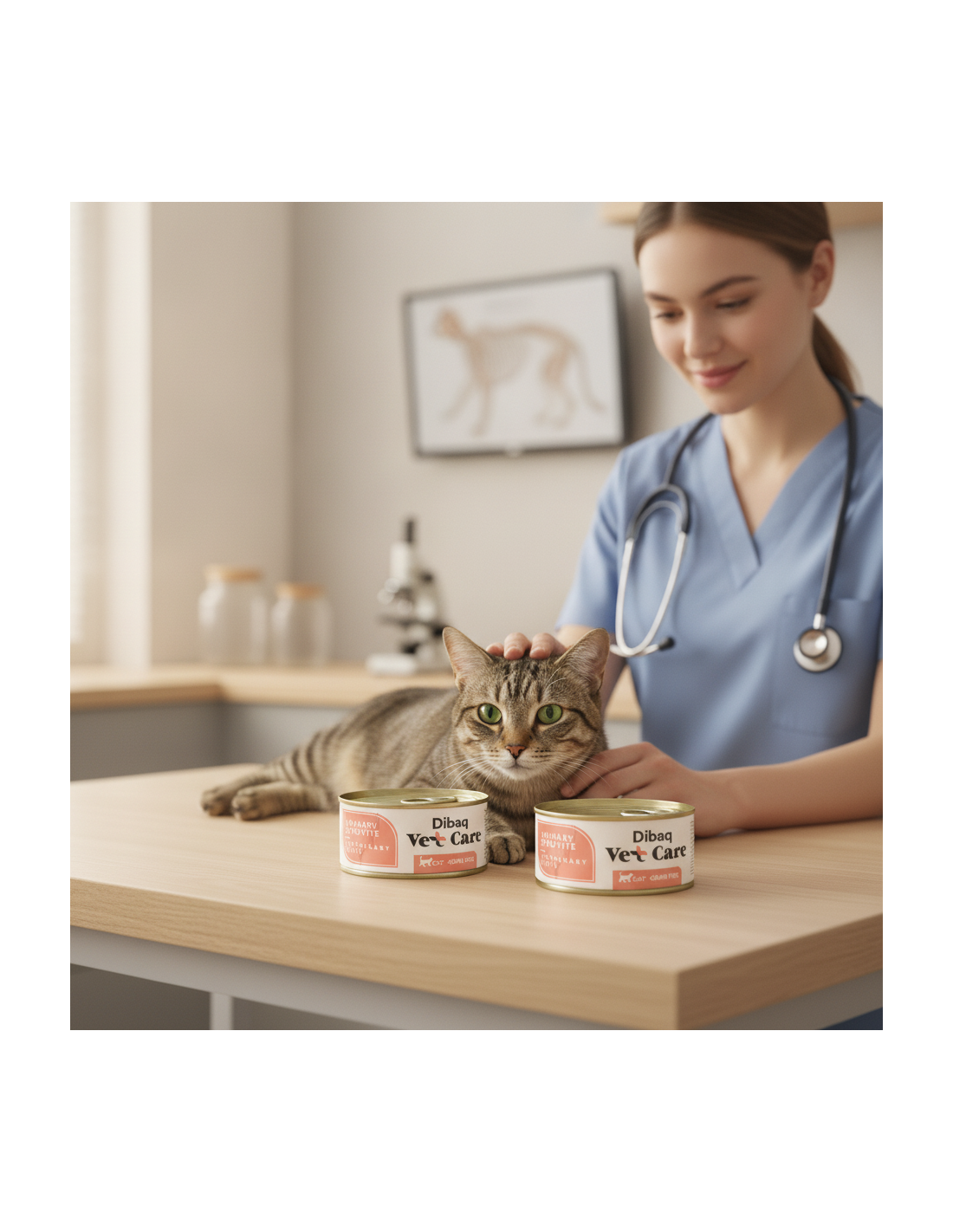 Gato con Dibaq Vet Care Urinary Struvite dieta veterinaria