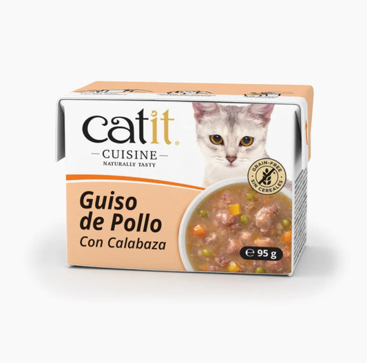 Guiso Catit Cuisine para gatos con pollo y verduras en caldo natural