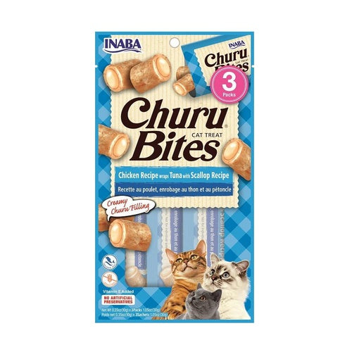 INABA | Churu Bites Atún con vieiras para Gatos (3x10g)