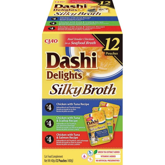 Inaba Churu Dashi Delights Silky Broth variedades de atún 12x70g para gatos