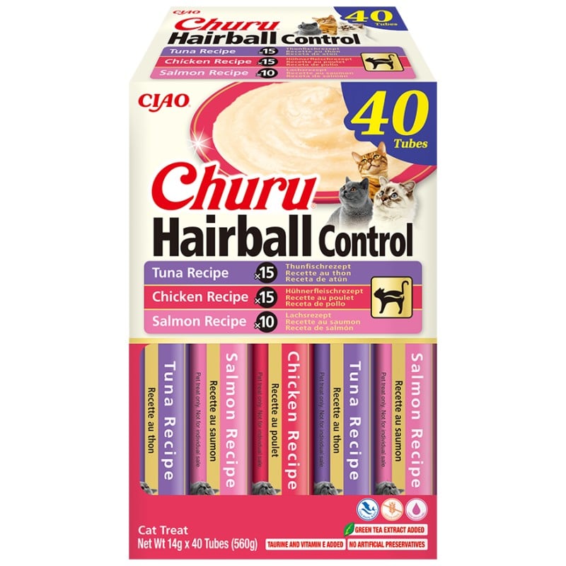 Inaba Churu Hairball Variedades pack 40x14g para gatos