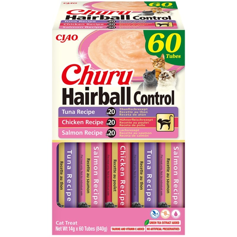 Inaba Churu Hairball Variedades pack 60x14g para gatos