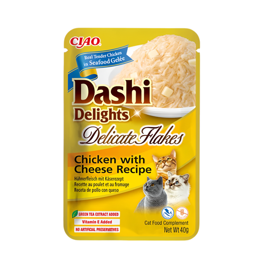 Inaba Dashi Delicate Flakes pollo con queso 40g para gatos