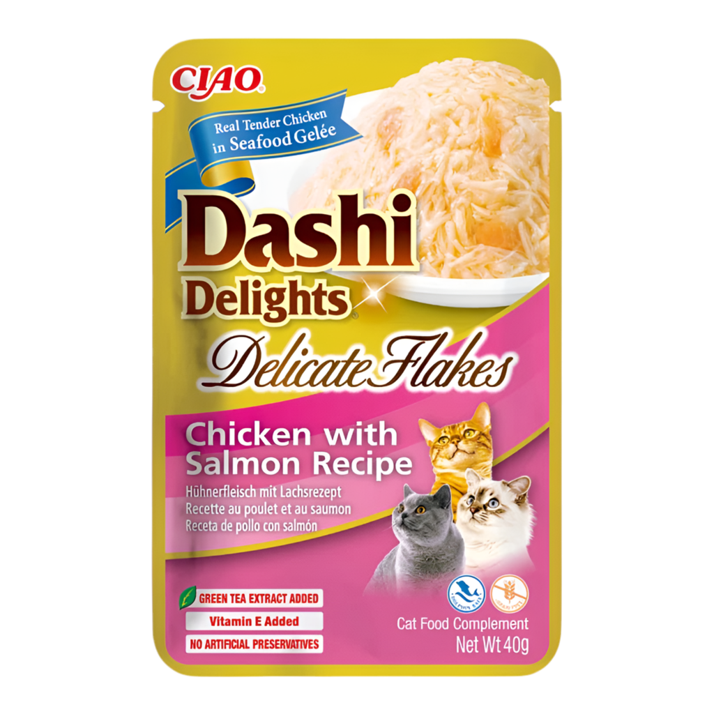 Inaba Dashi Delicate Flakes pollo con salmón 40g para gatos