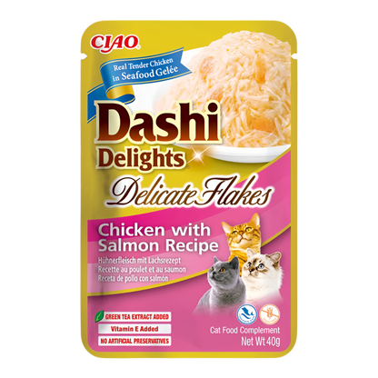 Inaba Dashi Delicate Flakes pollo con salmón 40g para gatos