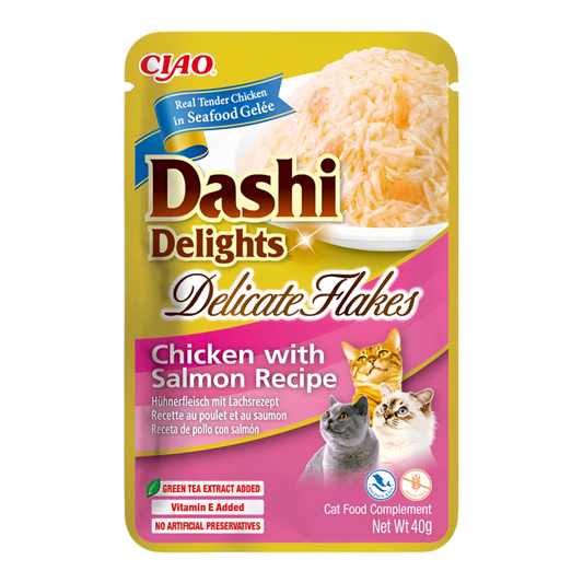 Inaba Dashi Delicate Flakes pollo con salmón 40g para gatos